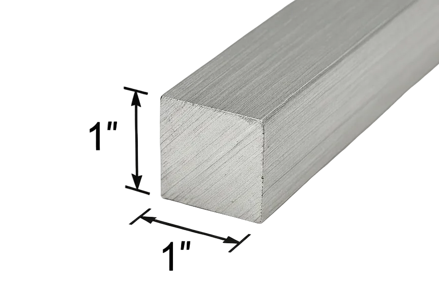 Aluminum square bar that is 1” by 1”