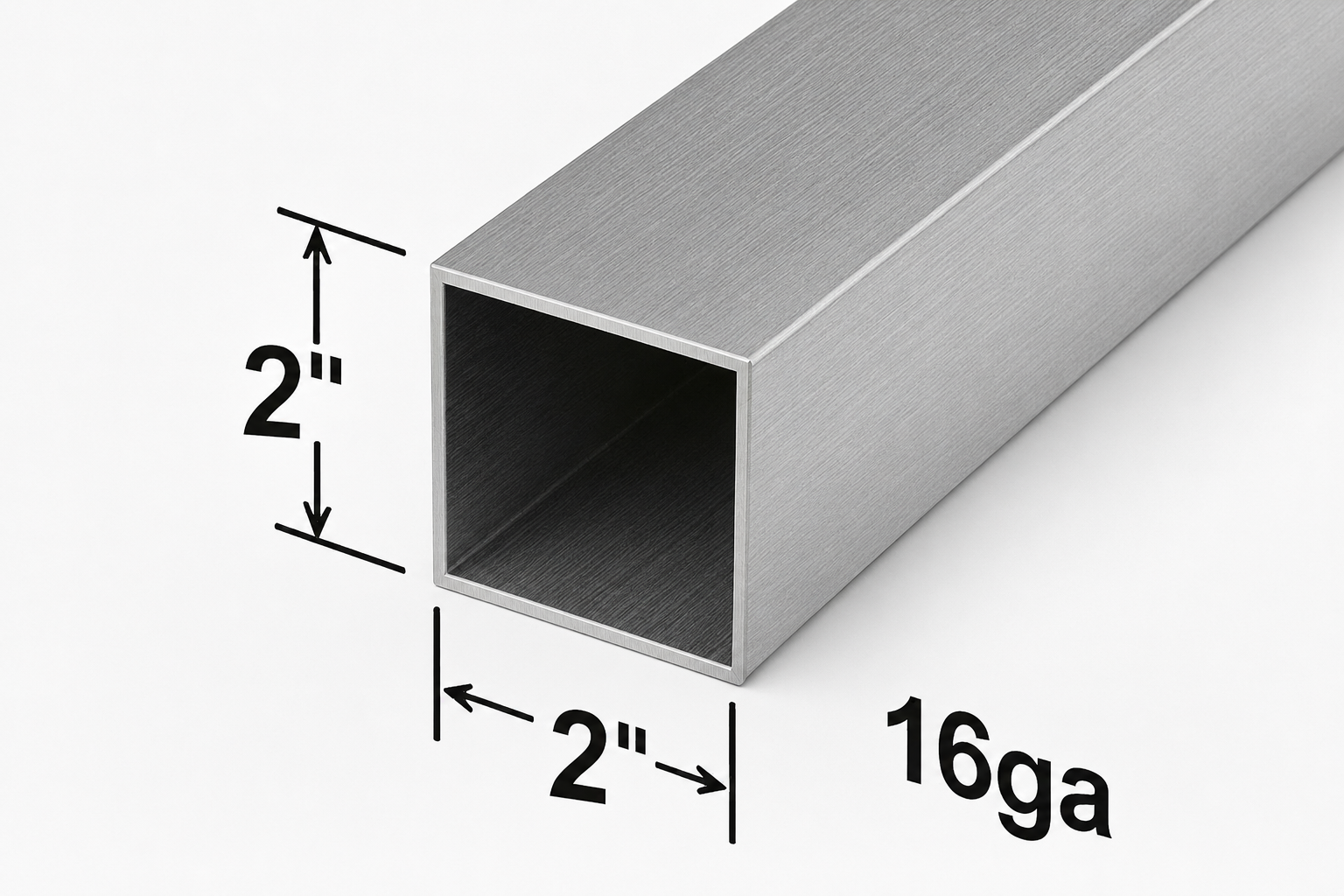Aluminum square tube 2” by 2” by 16 ga