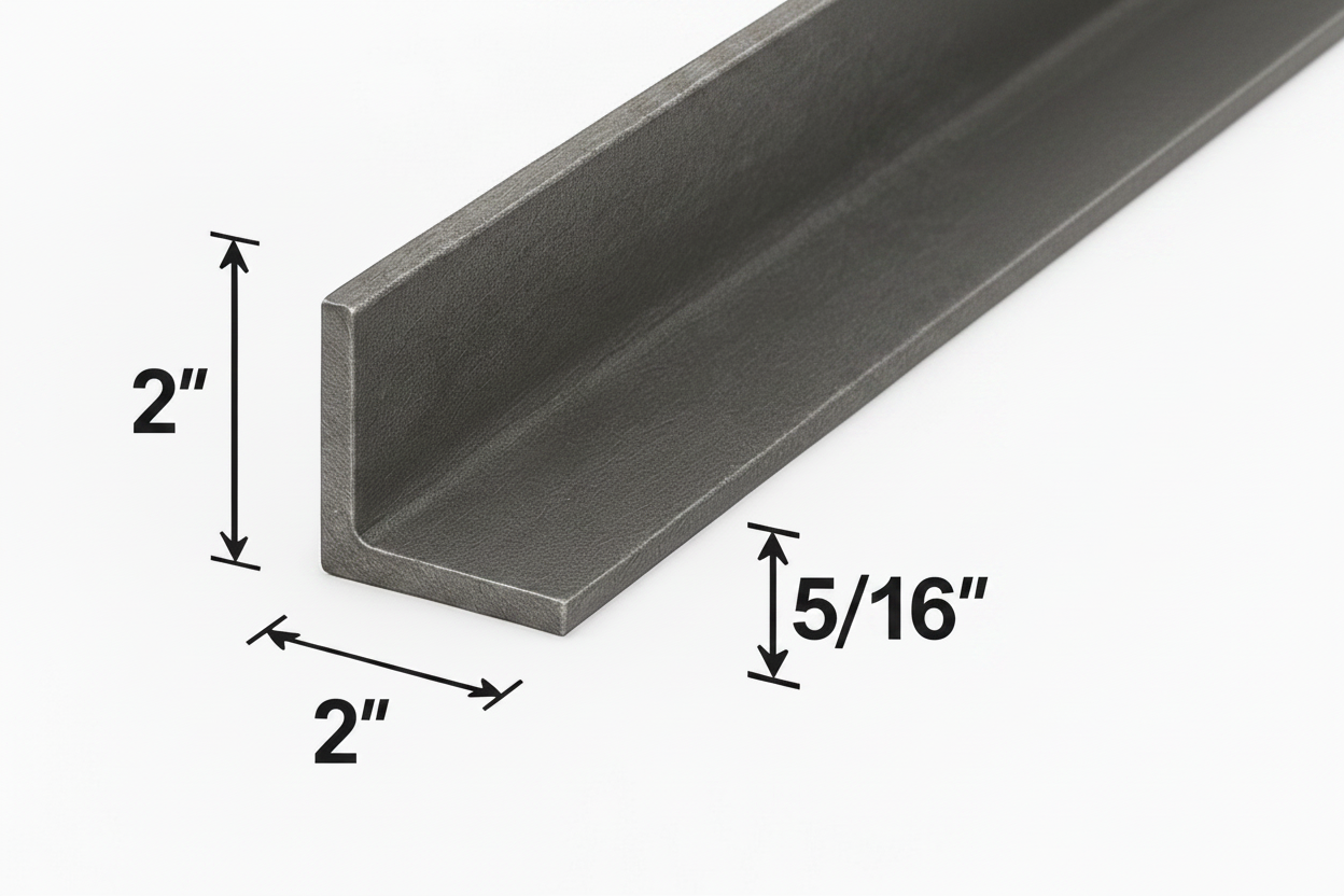 Angle iron A36 hot roll Steel 2” x 2” x 5/16”