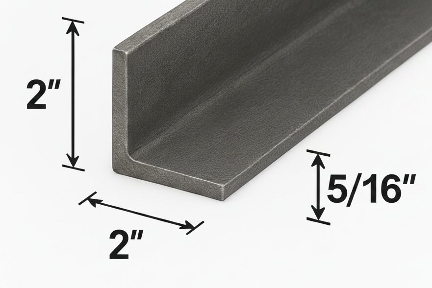 2” x 2” x 5/16” Steel Angle Iron Bracket A36 Hot Rolled Steel Lintel Brace 0.3125” Trim