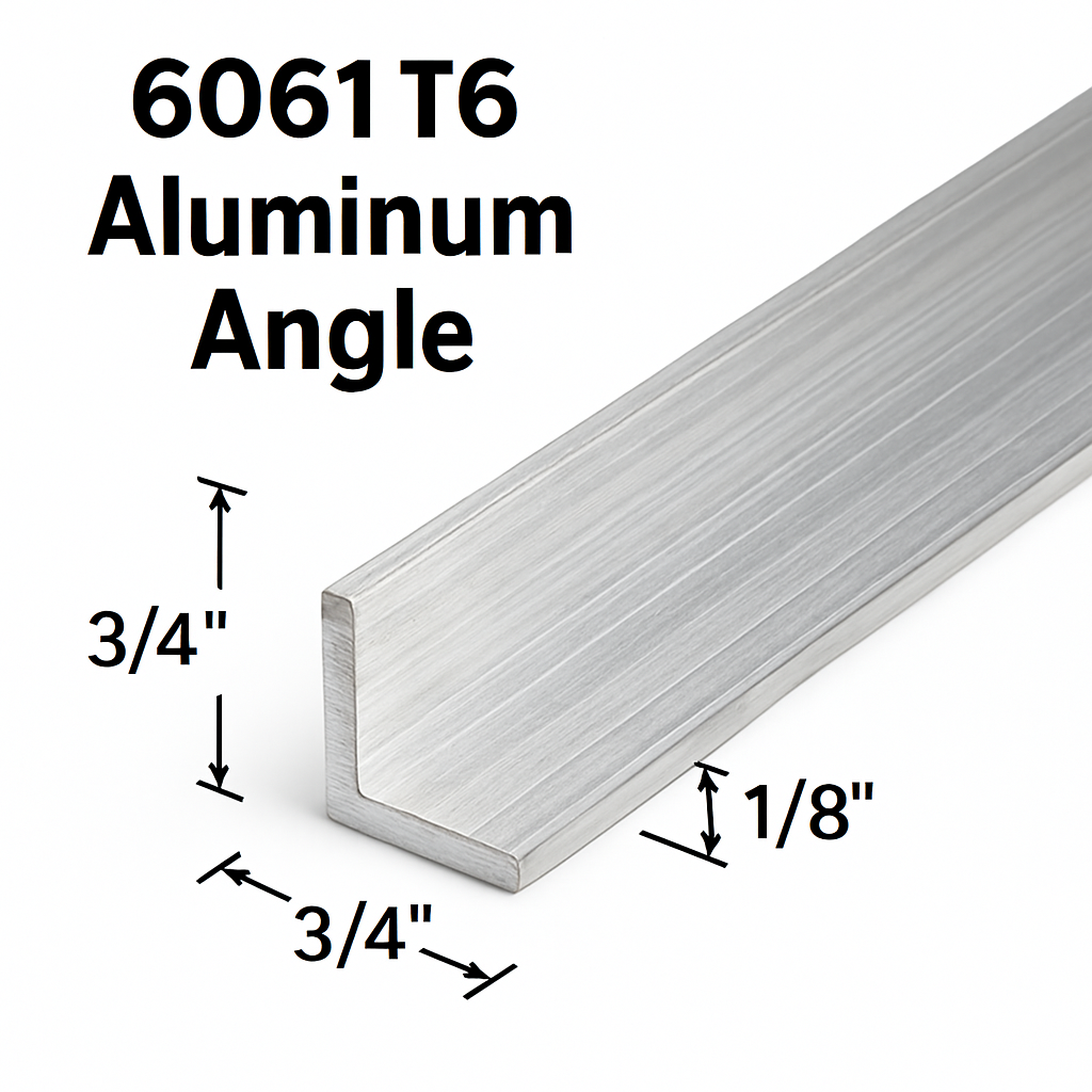 3/4" x 3/4" x 1/8"  Aluminum Angle 6061 T6