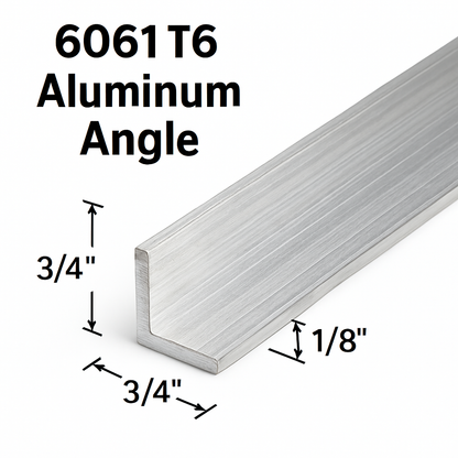 3/4" x 3/4" x 1/8"  Aluminum Angle 6061 T6