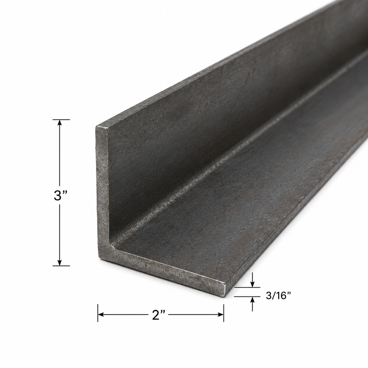 3” x 2” x 3/16” Steel Angle Iron A36 Hot Rolled Carbon Steel Trim Bracket 0.188" Metal Lintel Brace