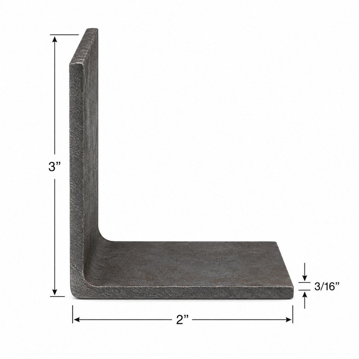 3” x 2” x 3/16” Steel Angle Iron A36 Hot Rolled Carbon Steel Trim Bracket 0.188" Metal Lintel Brace