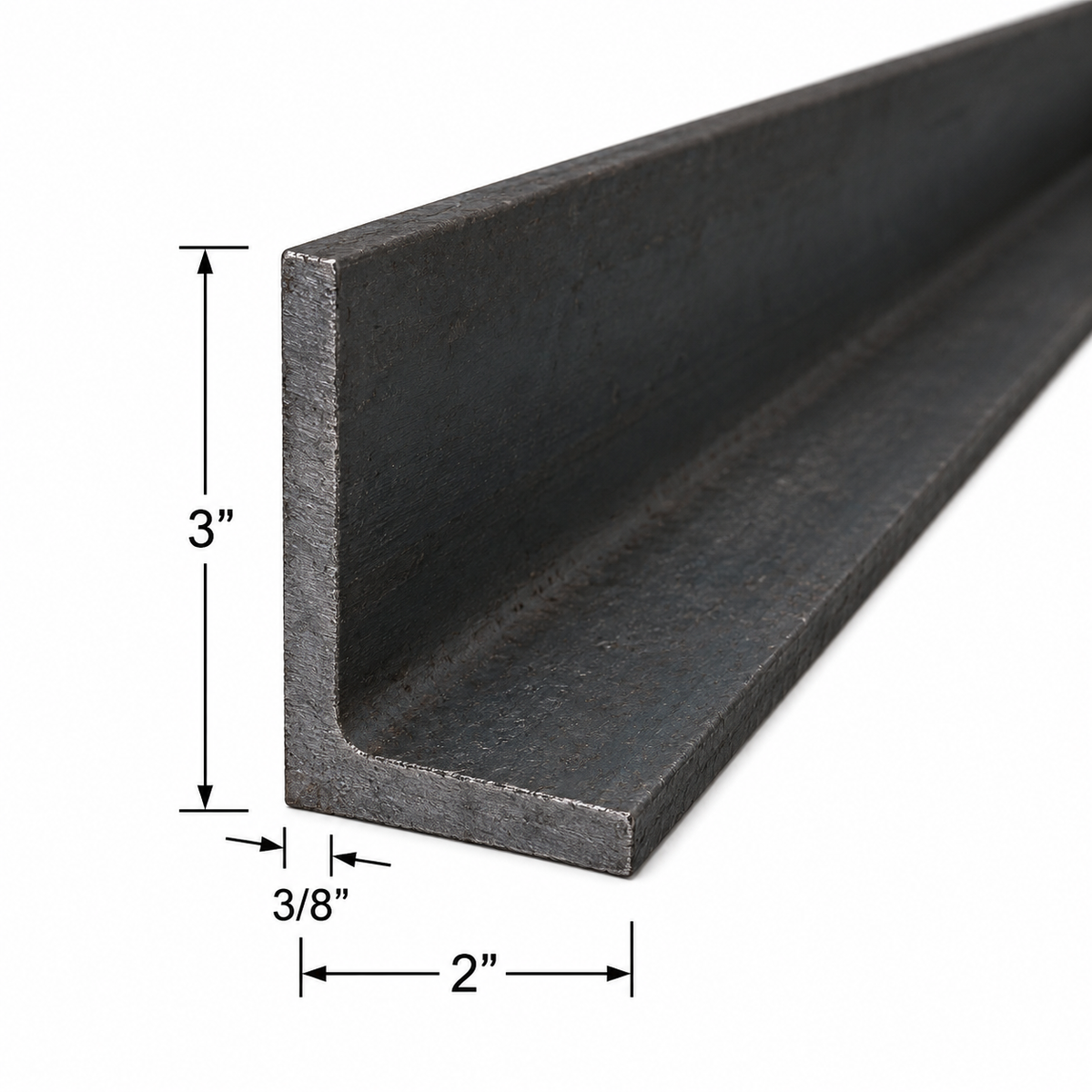 3” x 2” x 3/8” Steel Angle Iron A36 Hot Rolled Carbon Steel Angle Bracket Lintel 0.375” Metal Trim Brace