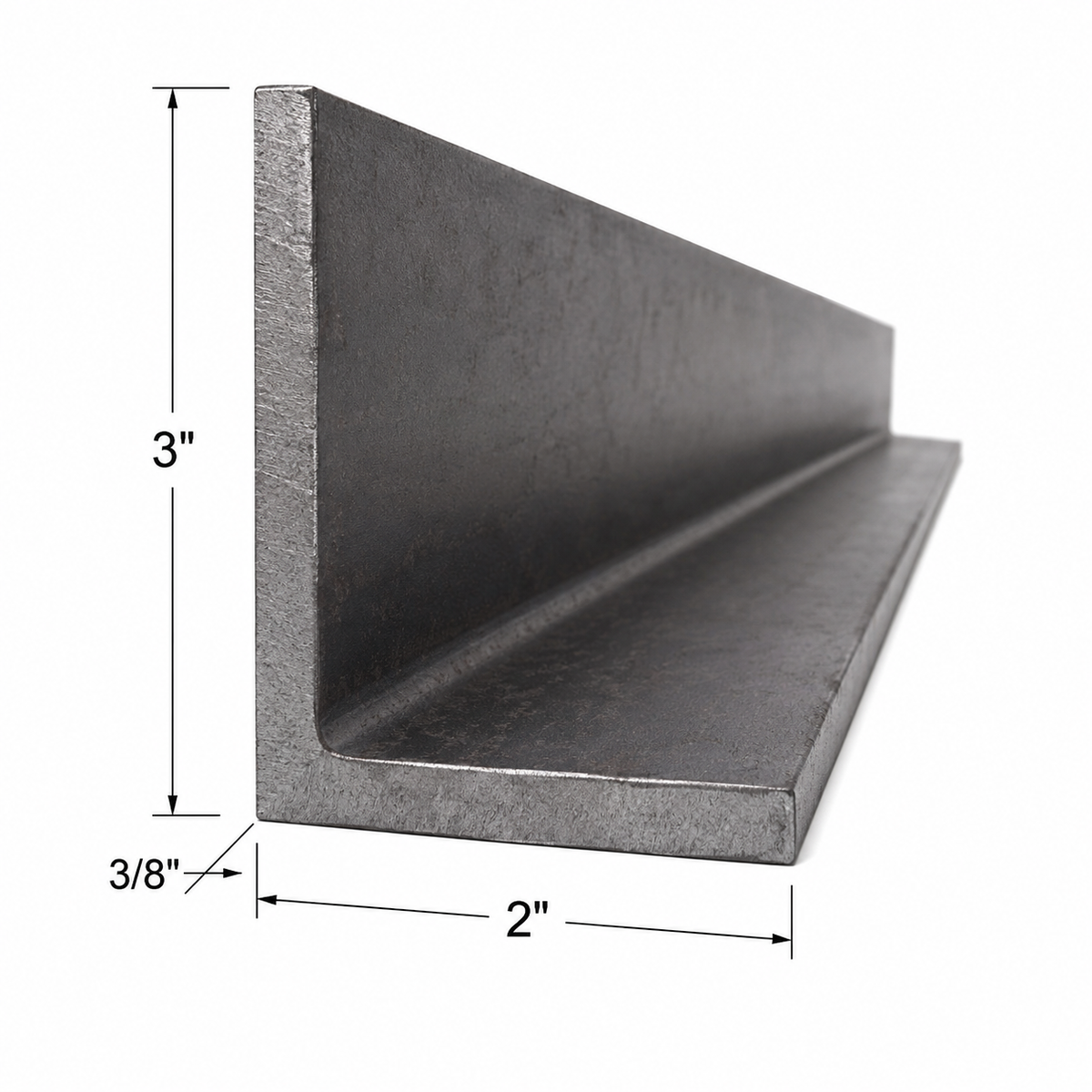 3” x 2” x 3/8” Steel Angle Iron A36 Hot Rolled Carbon Steel Angle Bracket Lintel 0.375” Metal Trim Brace