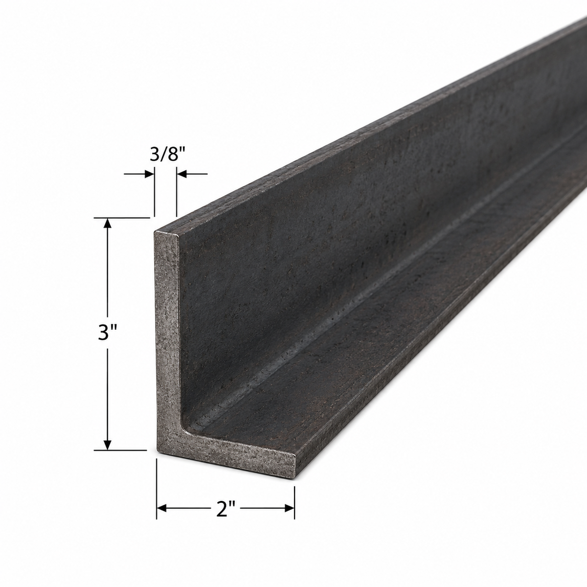 3” x 2” x 3/8” Steel Angle Iron A36 Hot Rolled Carbon Steel Angle Bracket Lintel 0.375” Metal Trim Brace