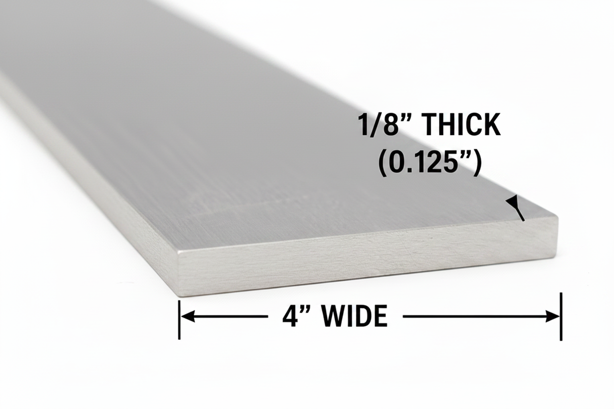 Aluminum bar 4” wide by 1/8” thick