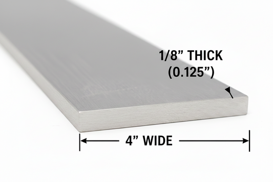Aluminum bar 4” wide by 1/8” thick