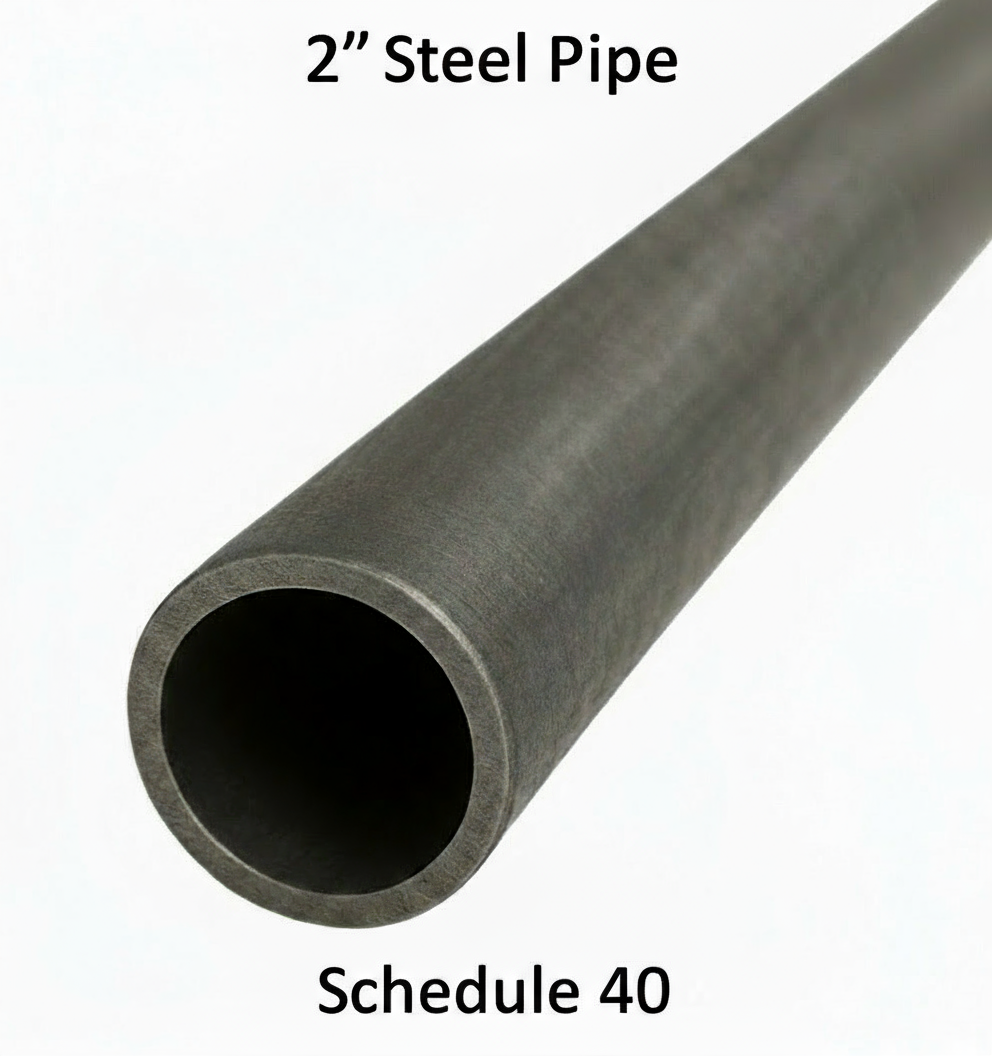 2" Schedule 40 Steel Pipe – A500 Carbon Steel - Round Tube - Metal Welding Practice - Two Inch Hollow Round Bar - Handrail for Fabricators - Ordered by the Inch