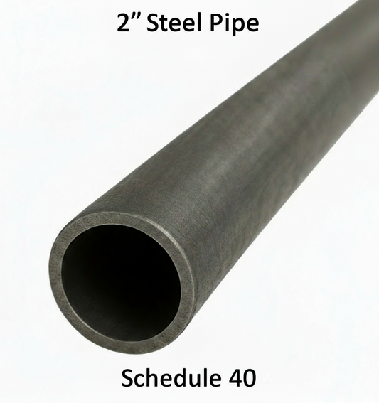 2" Schedule 40 Steel Pipe – A500 Carbon Steel - Round Tube - Metal Welding Practice - Two Inch Hollow Round Bar - Handrail for Fabricators - Ordered by the Inch