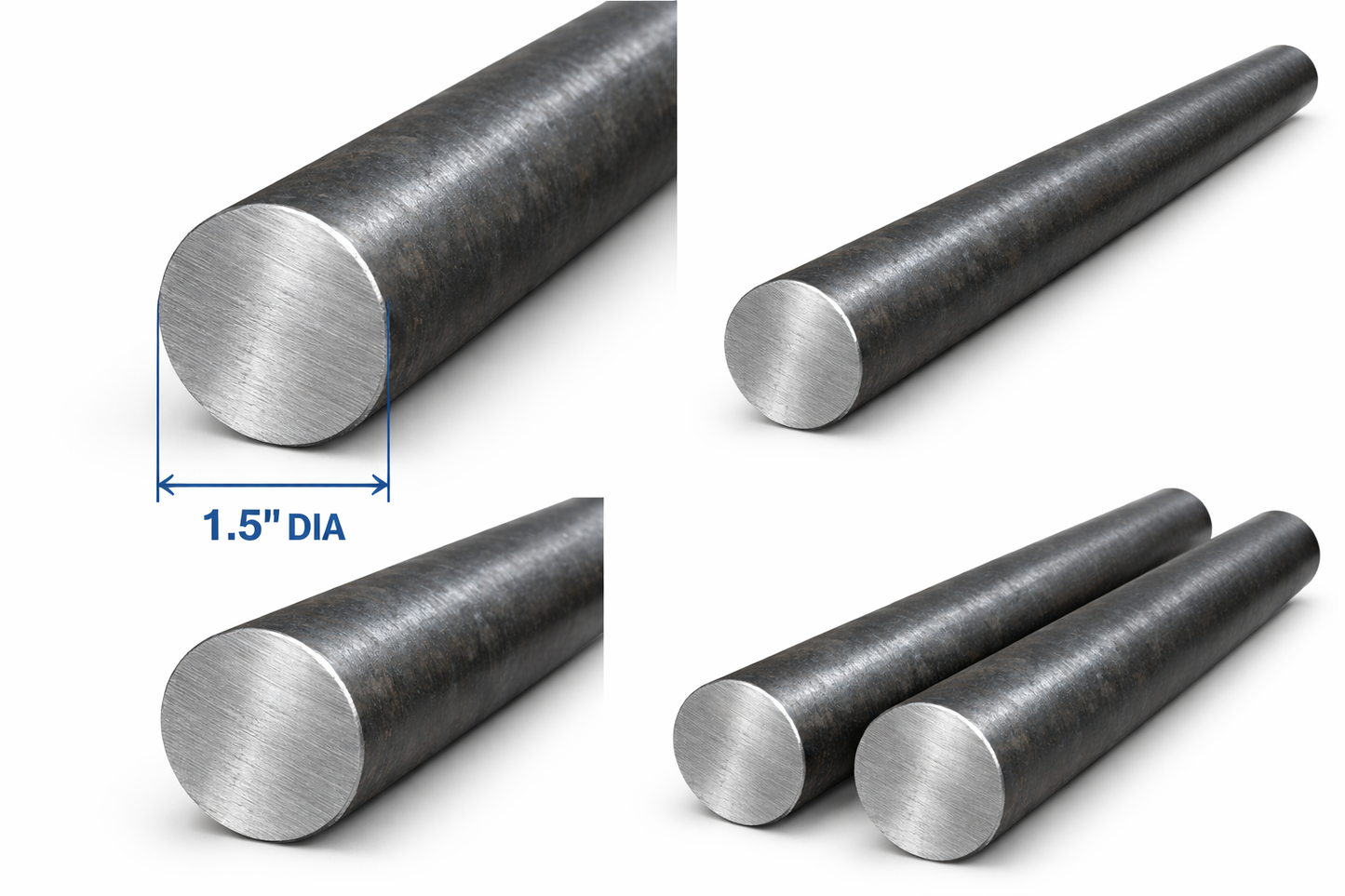 1.5" Solid Carbon Steel Round Bar - A36 Hot Rolled Steel Round Rod - 1 1/2" Steel Metal Shaft - Dowel Rod - Metal Stake -