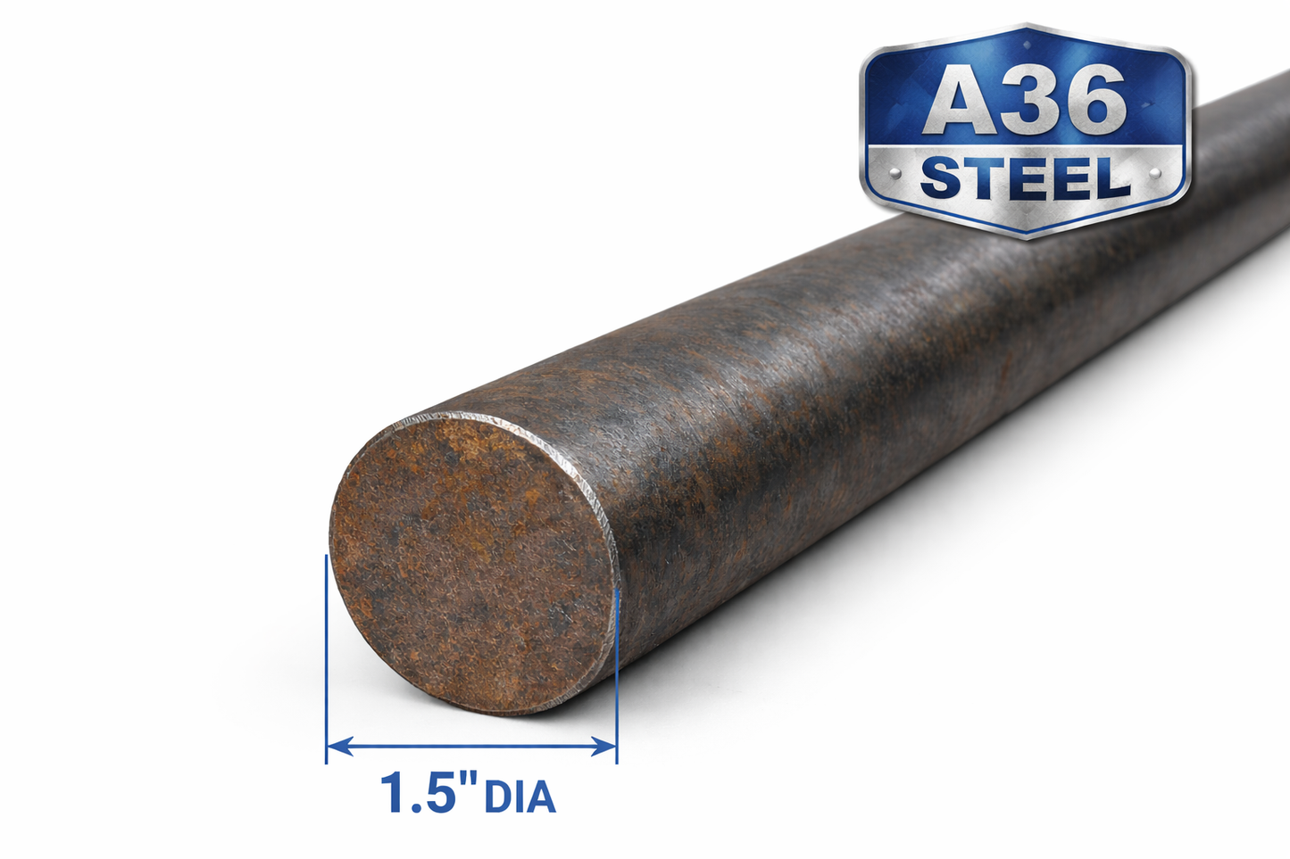 1.5" Solid Carbon Steel Round Bar - A36 Hot Rolled Steel Round Rod - 1 1/2" Steel Metal Shaft - Dowel Rod - Metal Stake -