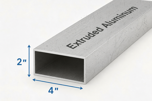 Extruded aluminum tube 2“ x 4“ x 1/8“
