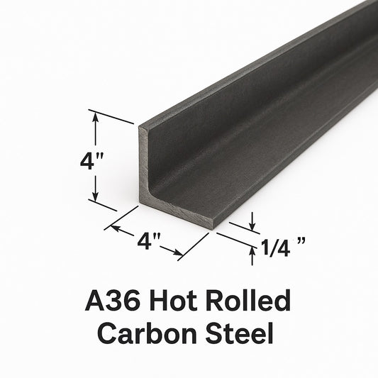 Steel angle iron that’s 4” by 4” by 1/4” thick. Grade A36 hot rolled carbon steel angle bar. Mason lintel 