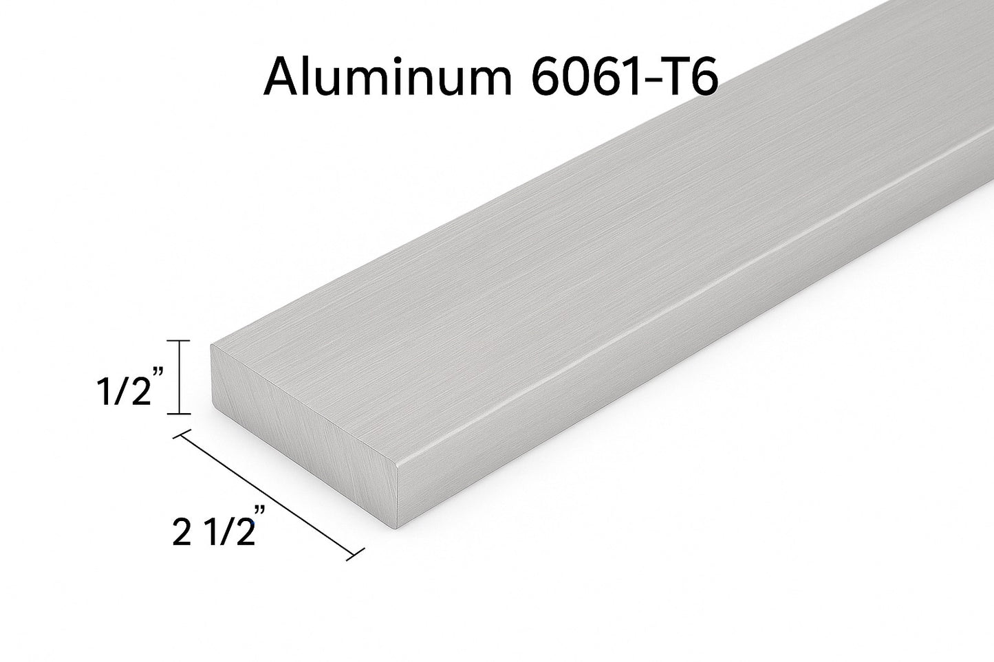 1/2” x 2 1/2” Aluminum Flat Bar - 6061-T6 Aluminum Strip Plate - 0.5” x 2.5” Bar Stock - Solid Rectangle Aluminum For Fabrication or Welding Practice