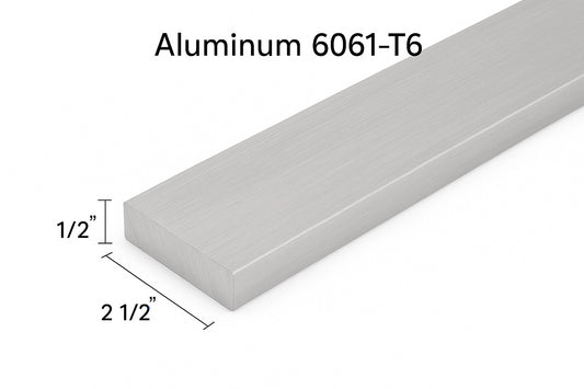 1/2” x 2 1/2” Aluminum Flat Bar - 6061-T6 Aluminum Strip Plate - 0.5” x 2.5” Bar Stock - Solid Rectangle Aluminum For Fabrication or Welding Practice