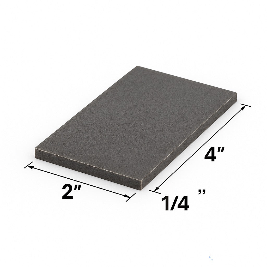 2” x 4” Steel Shim - A36 Hot Rolled Steel Welding Practice Coupon - Base Plate - Select Thickness