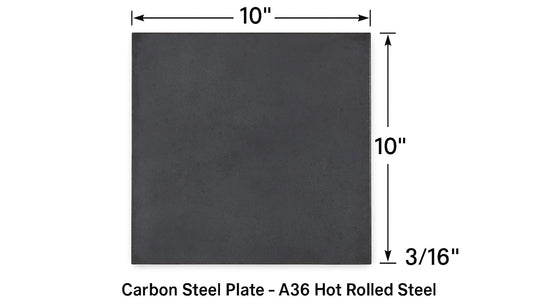 10” x 10” x 3/16” Carbon Steel Plate - A36 Hot Rolled Steel Post Base Plate - 0.1875” Steel Sheet for Fabrication and Welding Test Practice Coupons