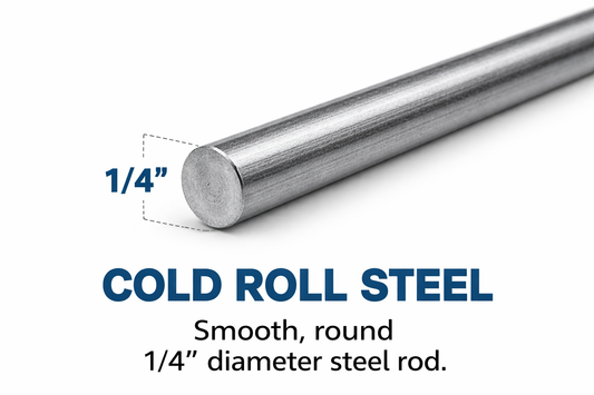 1/4" Cold Rolled Solid Steel Rod - C -1018 Solid Round Metal Bar - 0.25” Steel Shaft - Dowel Rod - Metal Stake - Solid Steel Round Rod - Cylindrical bar - Solid cylinder - Circular shaft - Round Stock