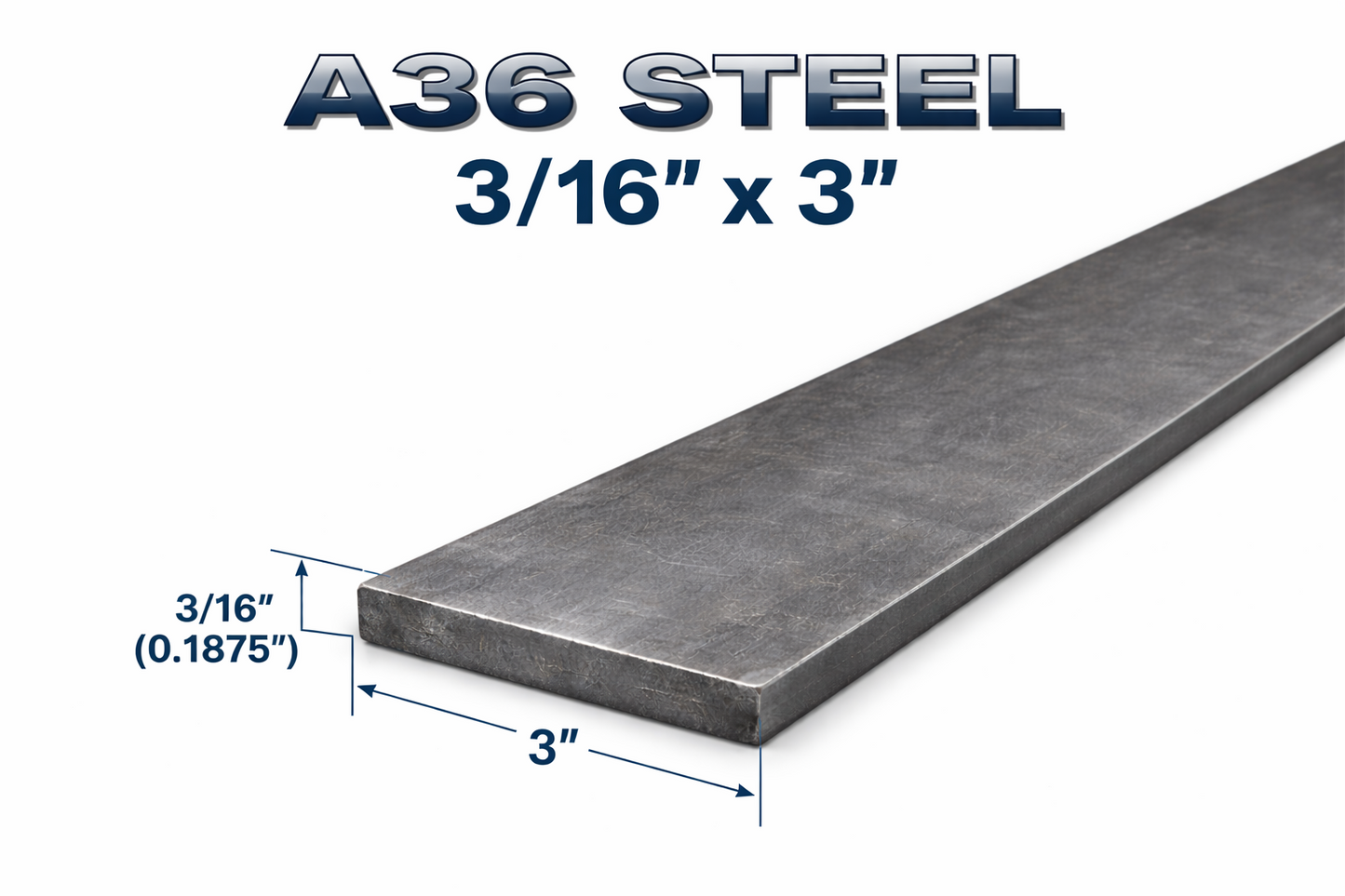 3/16” x 3” Steel Flat Bar A36 Hot Rolled Carbon Steel Plate 0.1875” x 3” Metal Strip for Welding & Fabrication