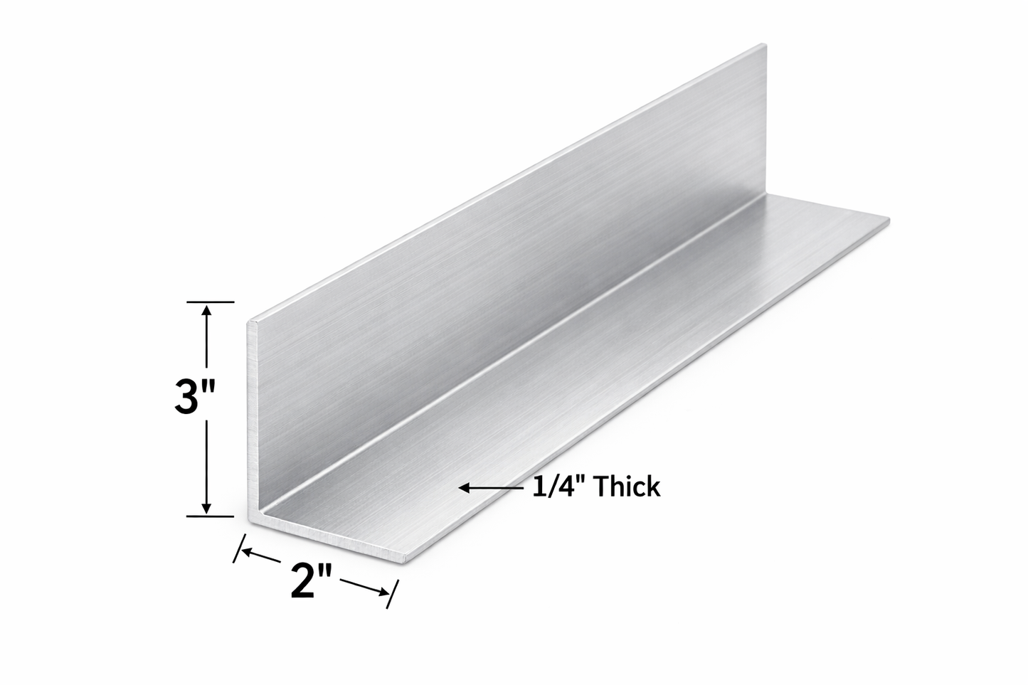 3” x 2” x 1/4” Aluminum Angle 6061-T6 Aluminum Bracket Trim 0.25” Metal Brace L-Channel Lintel