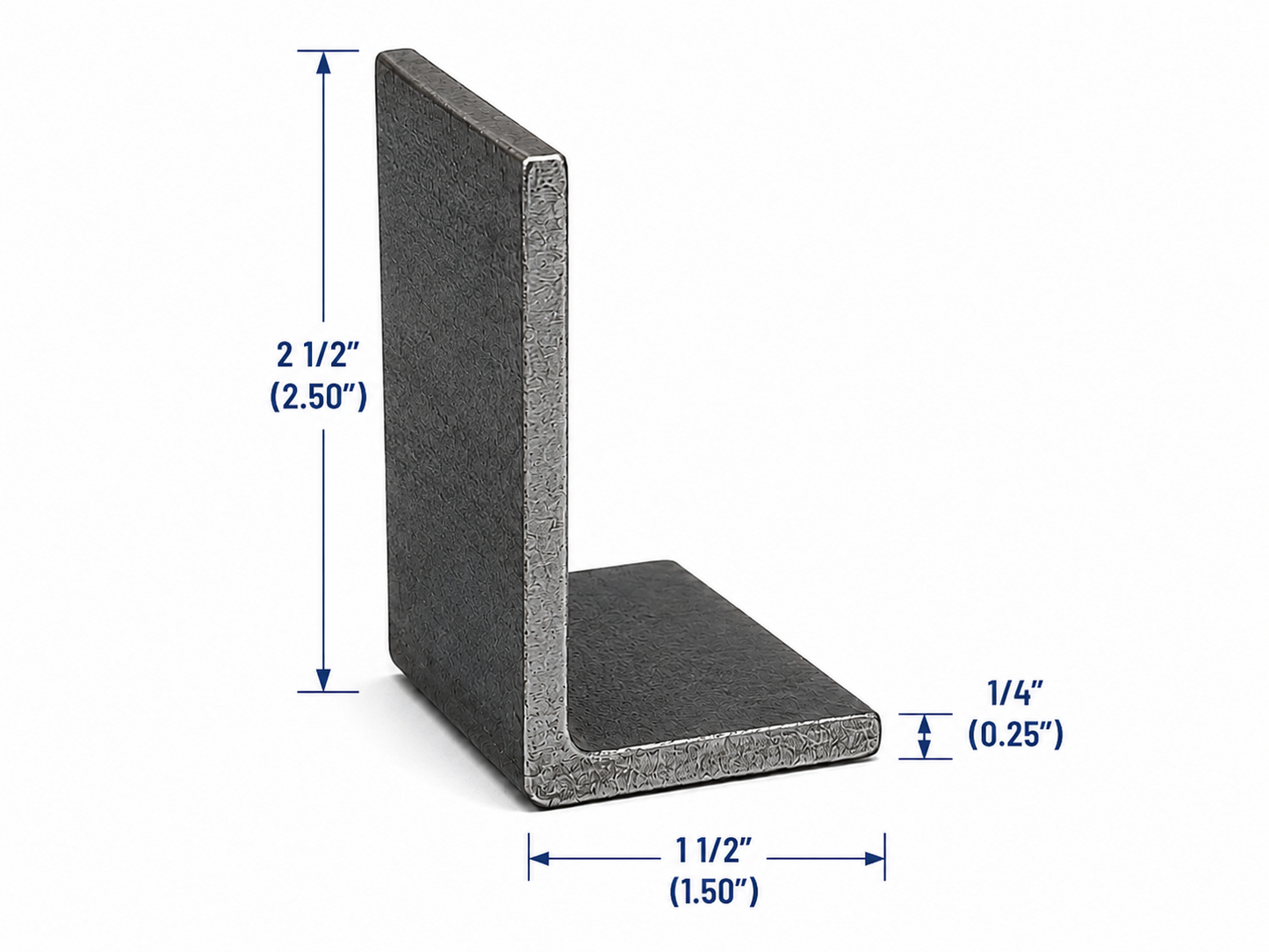 2 1/2” x 1 1/2” x 1/4” Steel Angle Iron A36 Hot Rolled Carbon Steel Angle Trim Bracket 1.5” x 2.5” x 0.25” Metal Lintel Brace