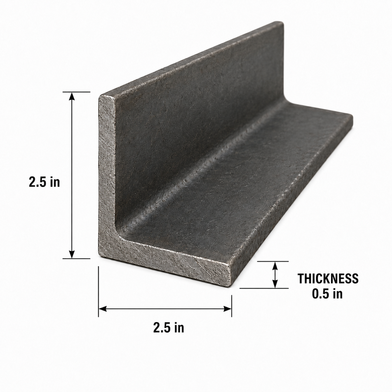 2.5” x 2.5” x 0.5” Steel Angle Iron A36 Hot Rolled Carbon Steel 2 1/2” x 2 1/2” x 1/2” Metal Bracket Brace Lintel