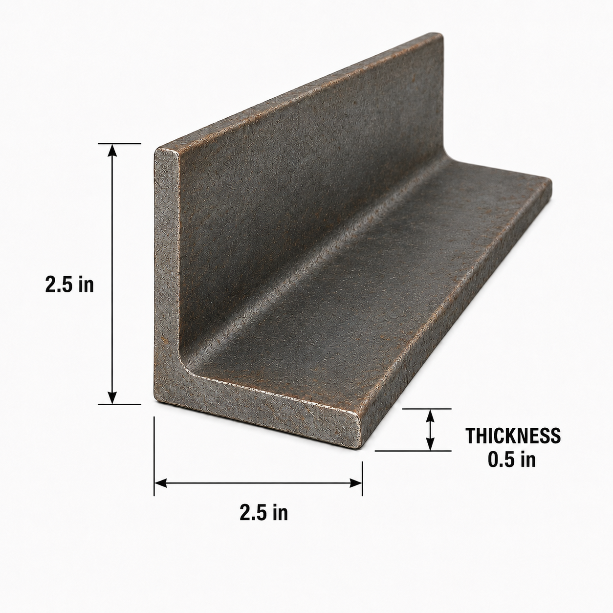2.5” x 2.5” x 0.5” Steel Angle Iron A36 Hot Rolled Carbon Steel 2 1/2” x 2 1/2” x 1/2” Metal Bracket Brace Lintel