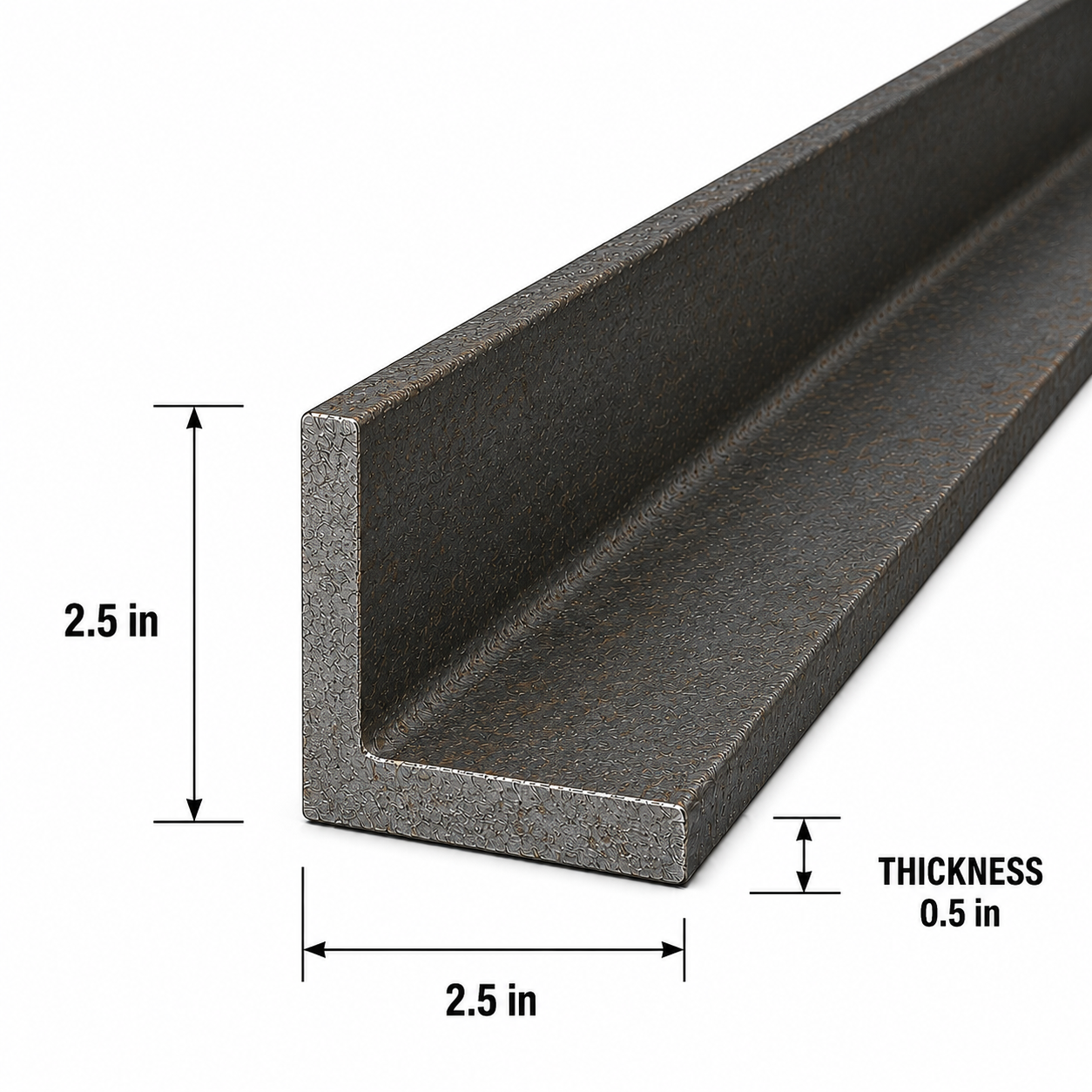 2.5” x 2.5” x 0.5” Steel Angle Iron A36 Hot Rolled Carbon Steel 2 1/2” x 2 1/2” x 1/2” Metal Bracket Brace Lintel
