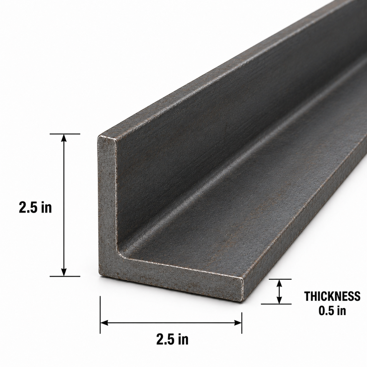 2.5” x 2.5” x 0.5” Steel Angle Iron A36 Hot Rolled Carbon Steel 2 1/2” x 2 1/2” x 1/2” Metal Bracket Brace Lintel