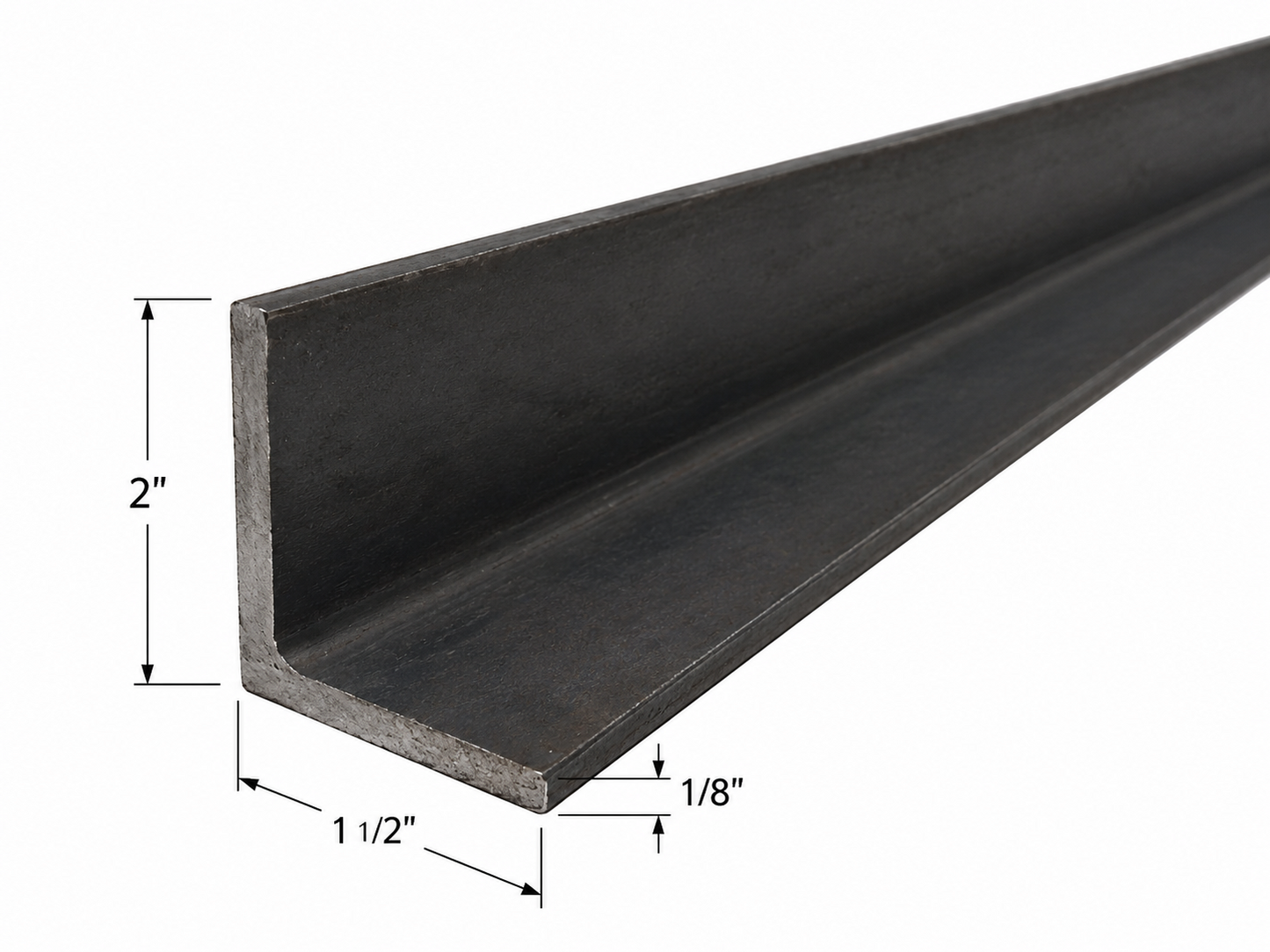 2” x 1 1/2” x 1/8” Steel Angle Iron A36 Hot Rolled Carbon Steel 2” x 1.5” x 0.125” Angle Bracket 11ga Metal Trim Brace