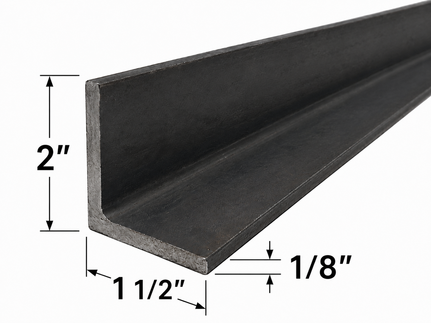 2” x 1 1/2” x 1/8” Steel Angle Iron A36 Hot Rolled Carbon Steel 2” x 1.5” x 0.125” Angle Bracket 11ga Metal Trim Brace