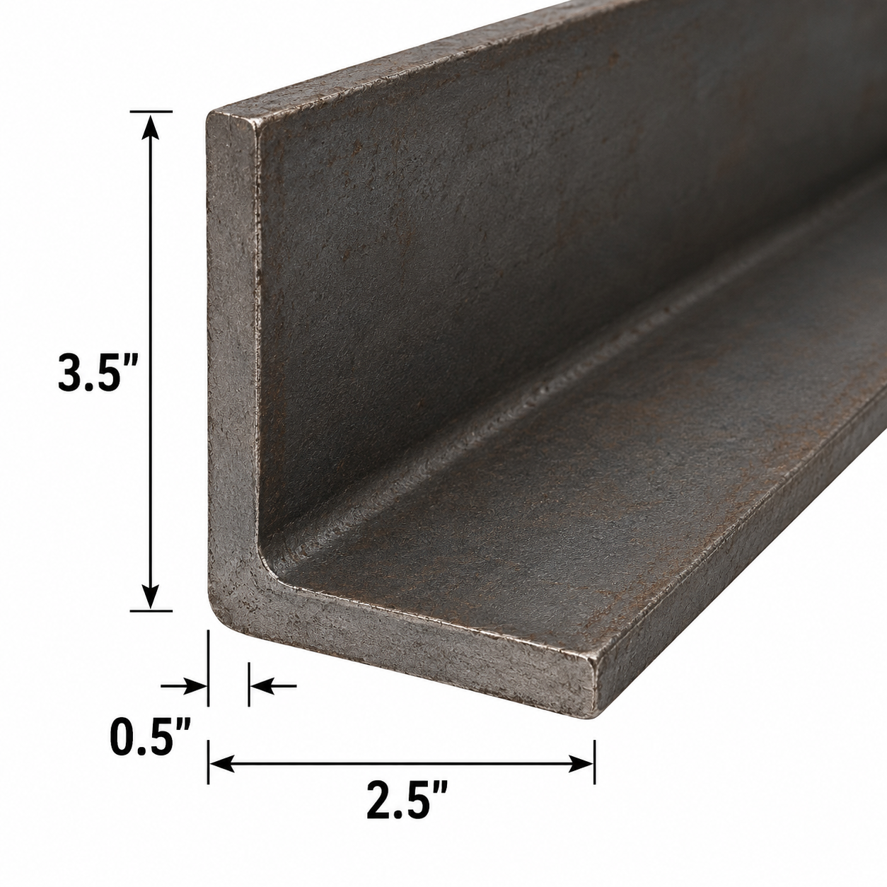 3.5” x 2.5” x 0.5” Steel Angle Iron A36 Hot Rolled Carbon Steel Angle Bracket Trim 3 1/2” x 2 1/2” x 1/2” Metal Lintel Brace