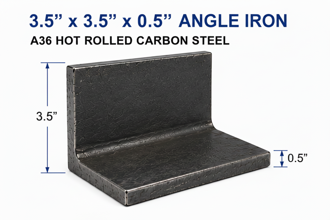 3.5” x 3.5” x 0.5” Steel Angle Iron A36 Hot Rolled Carbon Steel Lintel Bracket 3 1/2” x 3 1/2” x 1/2” Metal Angle Trim Brace