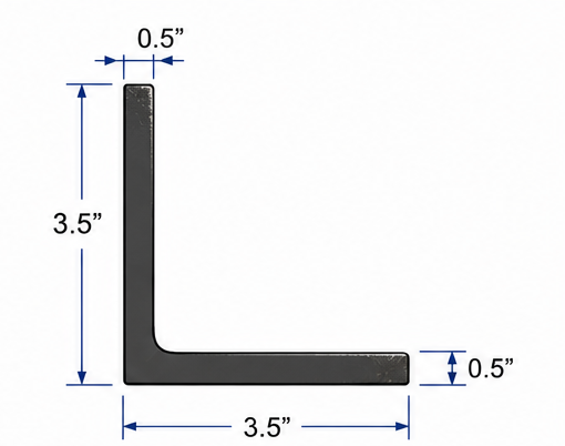 3.5” x 3.5” x 0.5” Steel Angle Iron A36 Hot Rolled Carbon Steel Lintel Bracket 3 1/2” x 3 1/2” x 1/2” Metal Angle Trim Brace