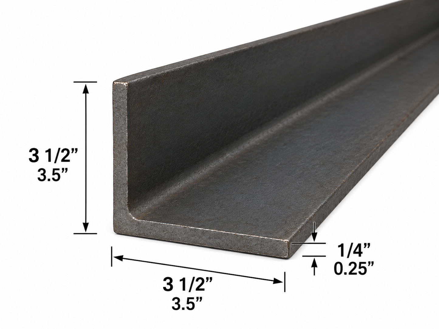 3 1/2” x 3 1/2” x 1/4” Steel Angle Iron A36 Hot Rolled Carbon Steel Trim Bracket Lintel 3.5” x 3.5” x 0.25” Metal Angle Brace