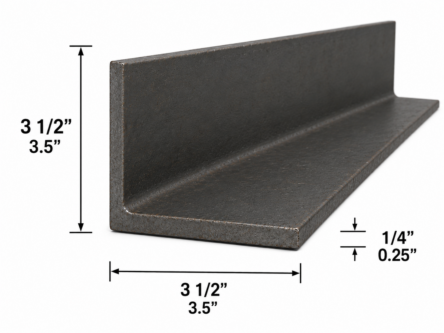 3 1/2” x 3 1/2” x 1/4” Steel Angle Iron A36 Hot Rolled Carbon Steel Trim Bracket Lintel 3.5” x 3.5” x 0.25” Metal Angle Brace