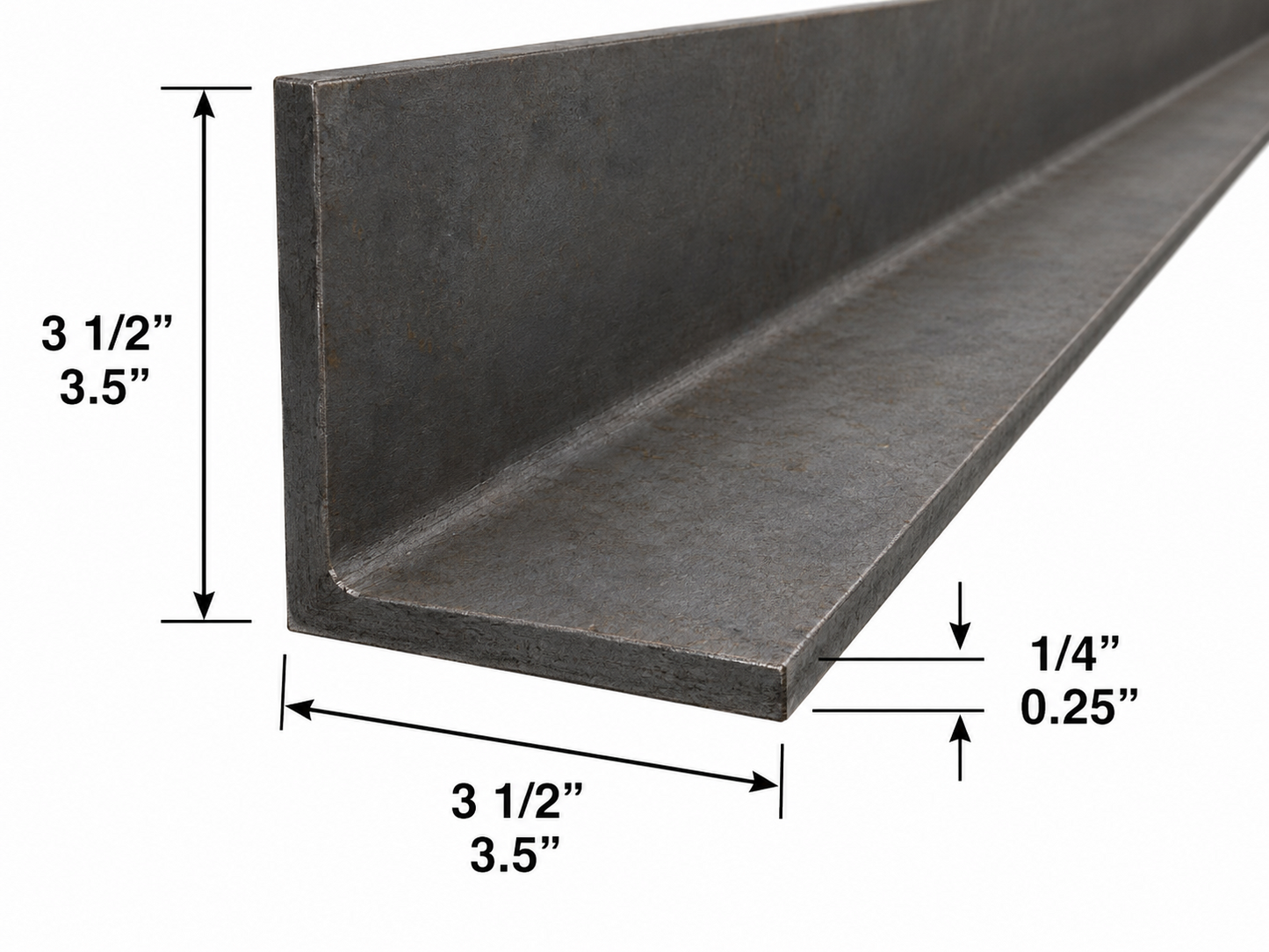 3 1/2” x 3 1/2” x 1/4” Steel Angle Iron A36 Hot Rolled Carbon Steel Trim Bracket Lintel 3.5” x 3.5” x 0.25” Metal Angle Brace