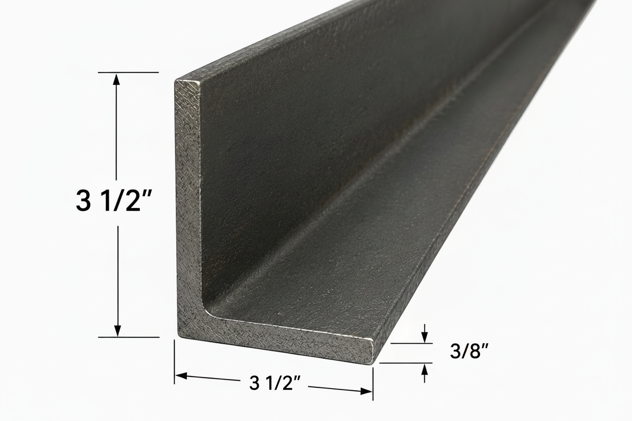 3 1/2” x 3 1/2” x 3/8” Steel Angle Iron A36 Hot Rolled Carbon Steel Trim Bracket 3.5” x 3.5” x 0.375” Lintel Brace
