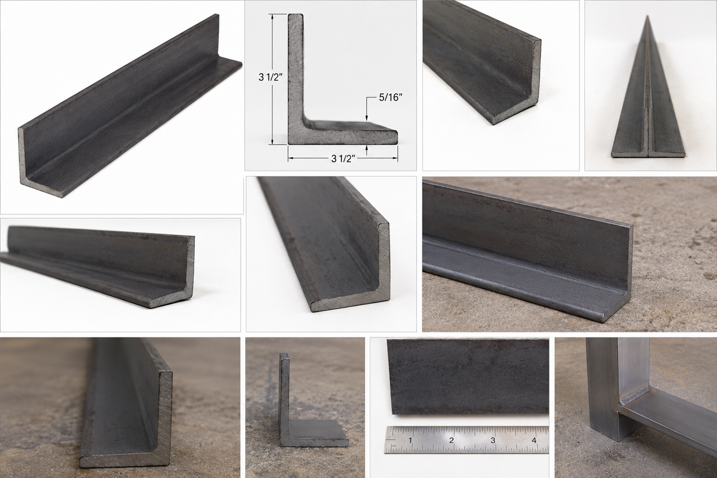3 1/2” x 3 1/2” x 5/16” Steel Angle Iron A36 Hot Rolled Carbon Steel Trim Bracket 3.5” x 3.5” x 0.3125” Metal Lintel Brace