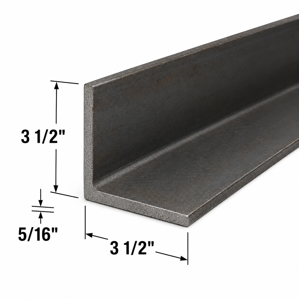 3 1/2” x 3 1/2” x 5/16” Steel Angle Iron A36 Hot Rolled Carbon Steel Trim Bracket 3.5” x 3.5” x 0.3125” Metal Lintel Brace