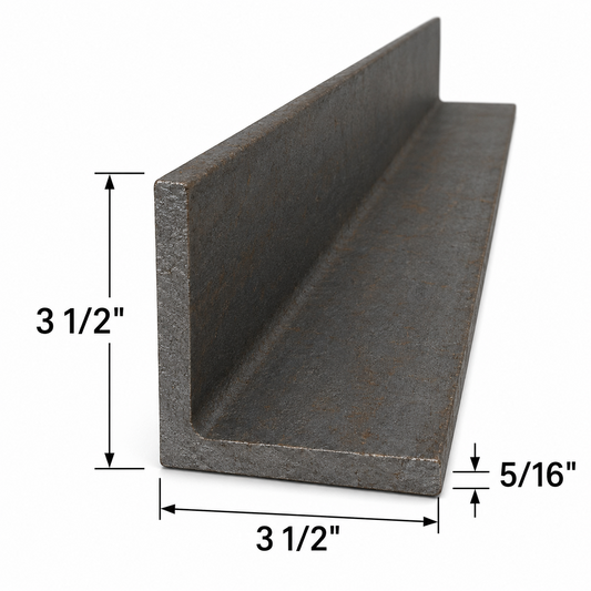 3 1/2” x 3 1/2” x 5/16” Steel Angle Iron A36 Hot Rolled Carbon Steel Trim Bracket 3.5” x 3.5” x 0.3125” Metal Lintel Brace