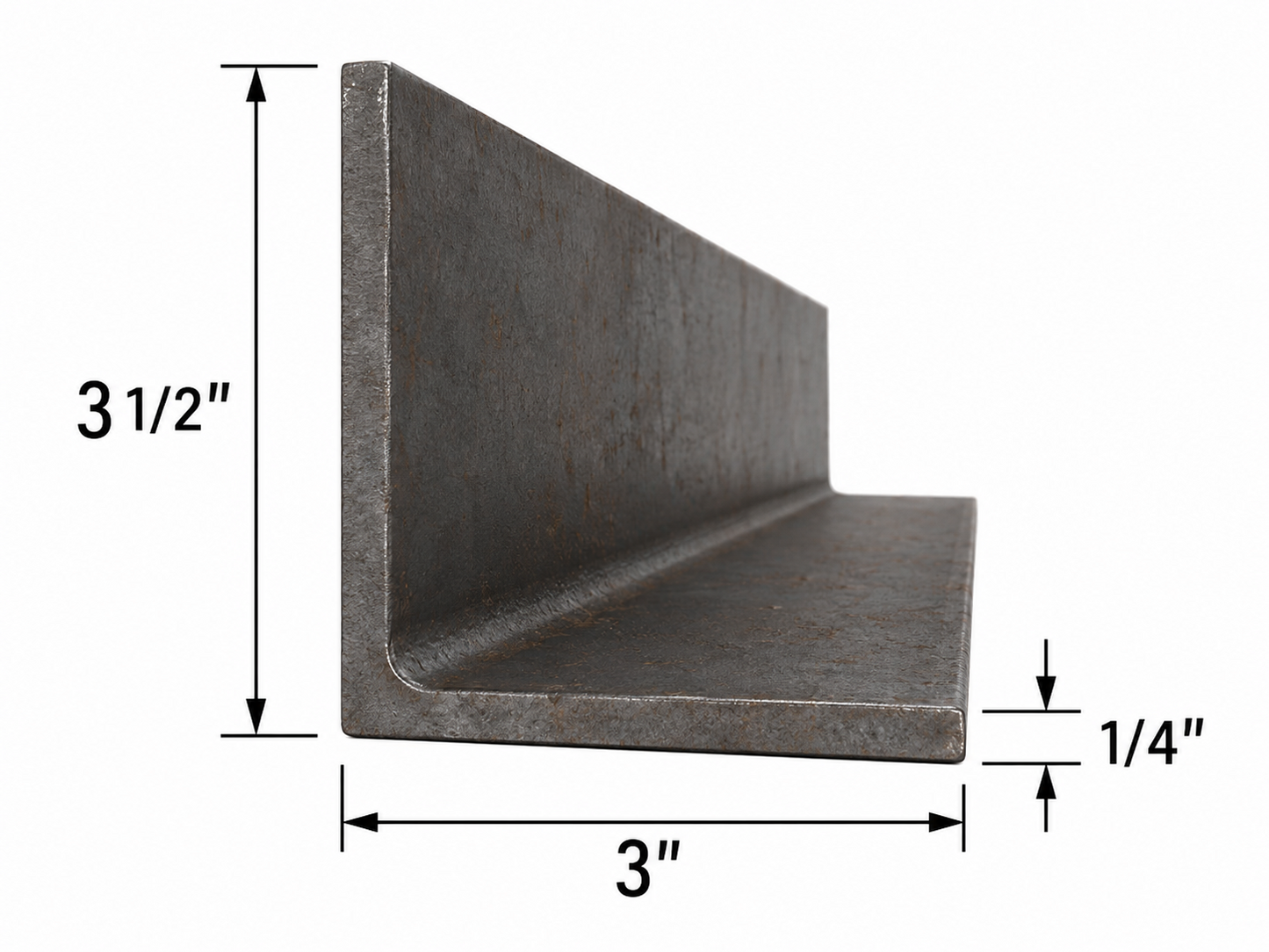 3 1/2” x 3” x 1/4” Steel Angle Iron A36 Hot Rolled Carbon Steel Lintel Bracket 3.5” x 3” x 0.25” Metal Trim Brace