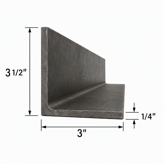 3 1/2” x 3” x 1/4” Steel Angle Iron A36 Hot Rolled Carbon Steel Lintel Bracket 3.5” x 3” x 0.25” Metal Trim Brace