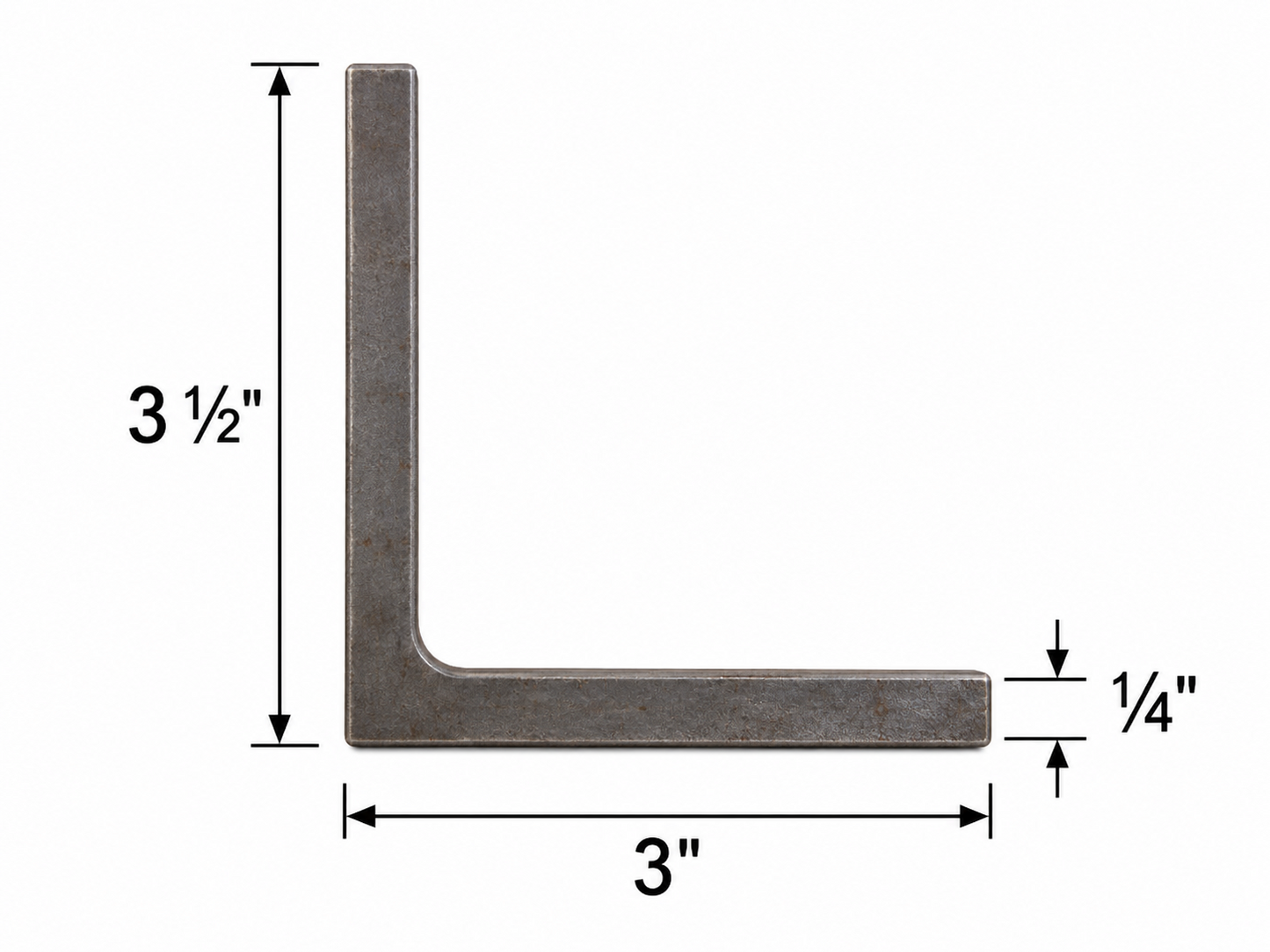 3 1/2” x 3” x 1/4” Steel Angle Iron A36 Hot Rolled Carbon Steel Lintel Bracket 3.5” x 3” x 0.25” Metal Trim Brace