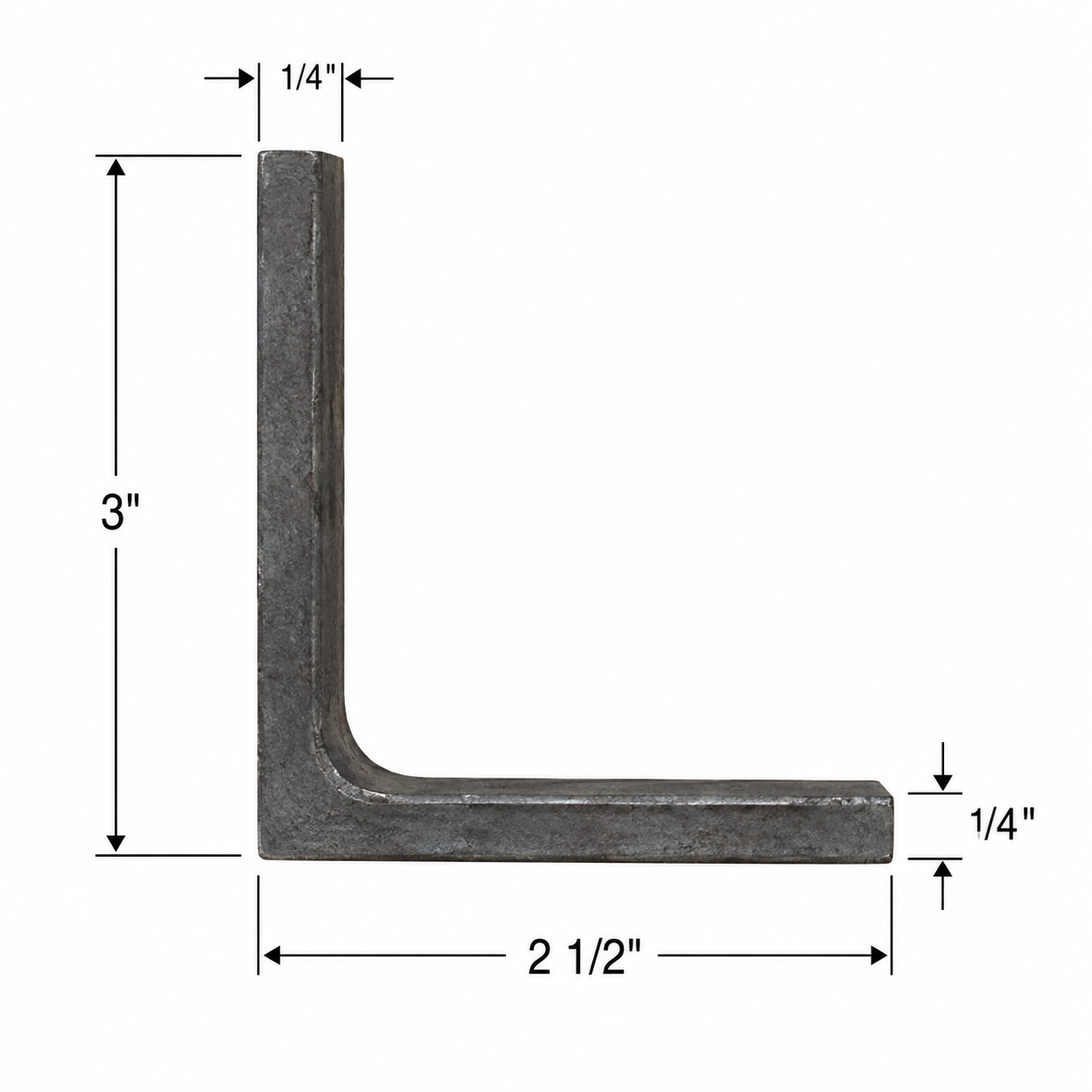 3” x 2 1/2” x 1/4” Steel Angle Iron A36 Hot Rolled Carbon Steel Unequal Angle Bracket 3” x 2.5” x 0.25” Metal Lintel Trim Brace