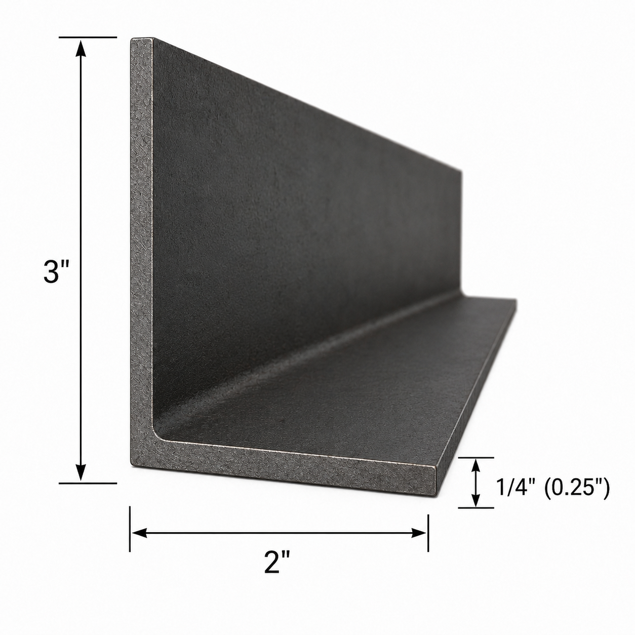 3” x 2” x 1/4” Steel Angle Iron A36 Hot Rolled Carbon Steel Metal Bracket Trim Brace 0.25” Lintel