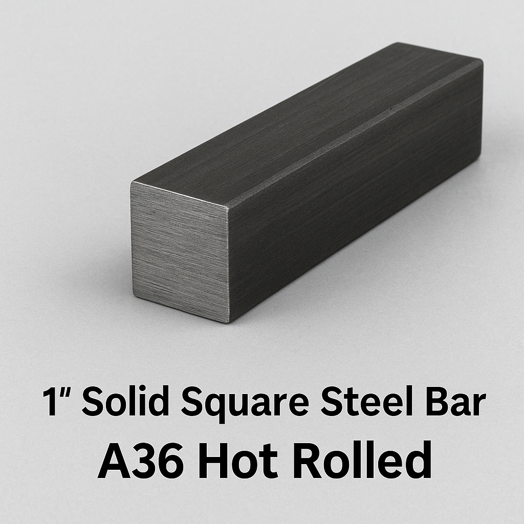 1” Solid Square Carbon Steel Bar – A36 Hot Rolled - Square Rod - Stake - Square Shaft - Heavy Duty Steel for Fabrication - Bare Steel