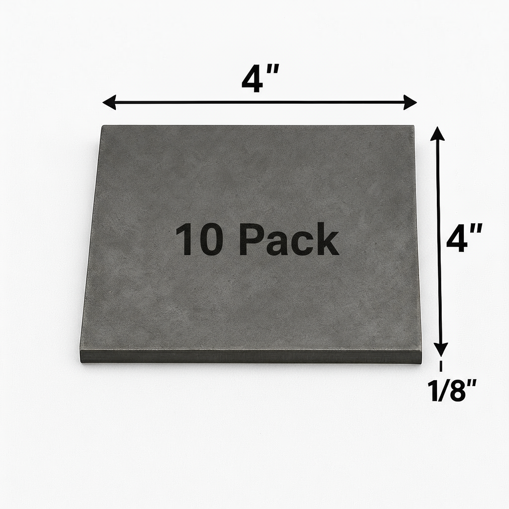 4" x 4" x 1/8" Carbon Steel Metal Shim Base Plate - 11ga Welding Test Practice Coupons - A36 Hot Rolled 0.125” Steel Plate - Welding Kit - Bulk Value Packs